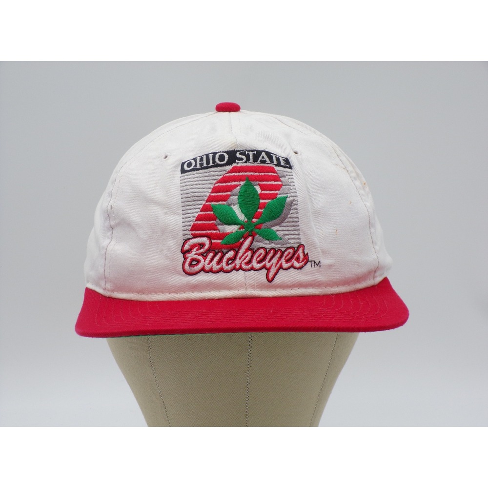 Vintage Ohio State Buckeyes Starter Snapback Hat White Red 90s NCAA Cap Korea